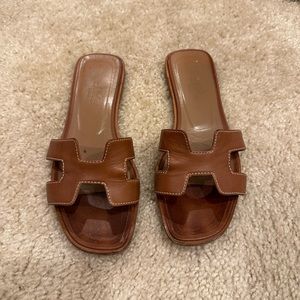 Hermes Oran Sandals Size 36 Gold Tan color